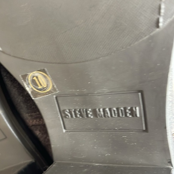 Steve Madden Brown Combat Boots with Cream Trim - Picture 9 of 12